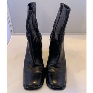 Via Spiga Square Toe Heeled Boots in Black